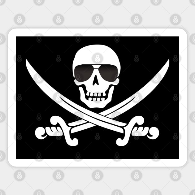 Cool Pirate Skull with Crossed Swords Magnet by HighBrowDesigns